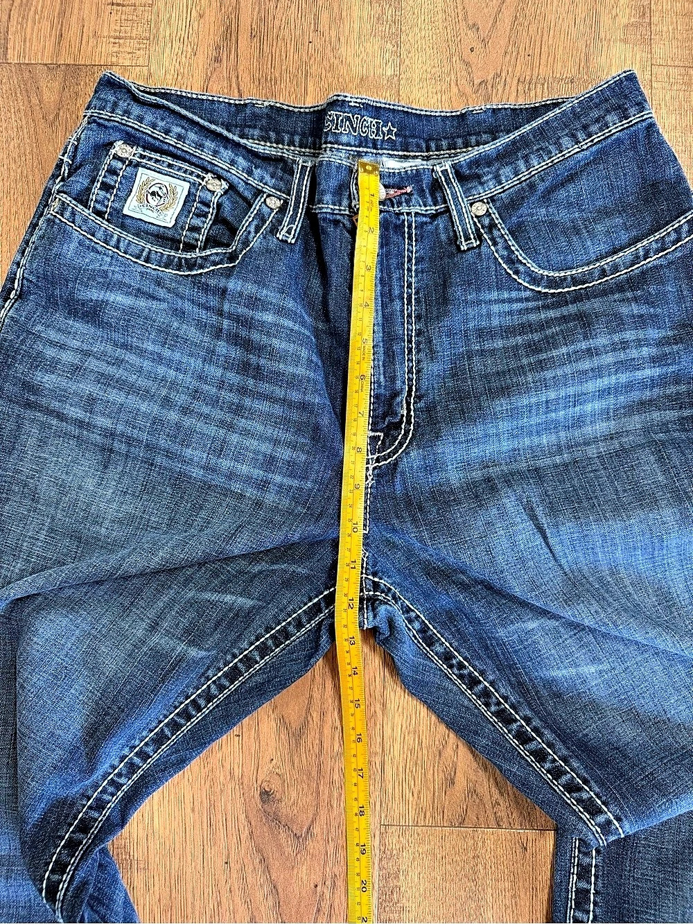 CINCH Men's Blue Medium Wash Denim Straight Leg Jeans Relaxed Fit Stretch - Picture 7 of 13